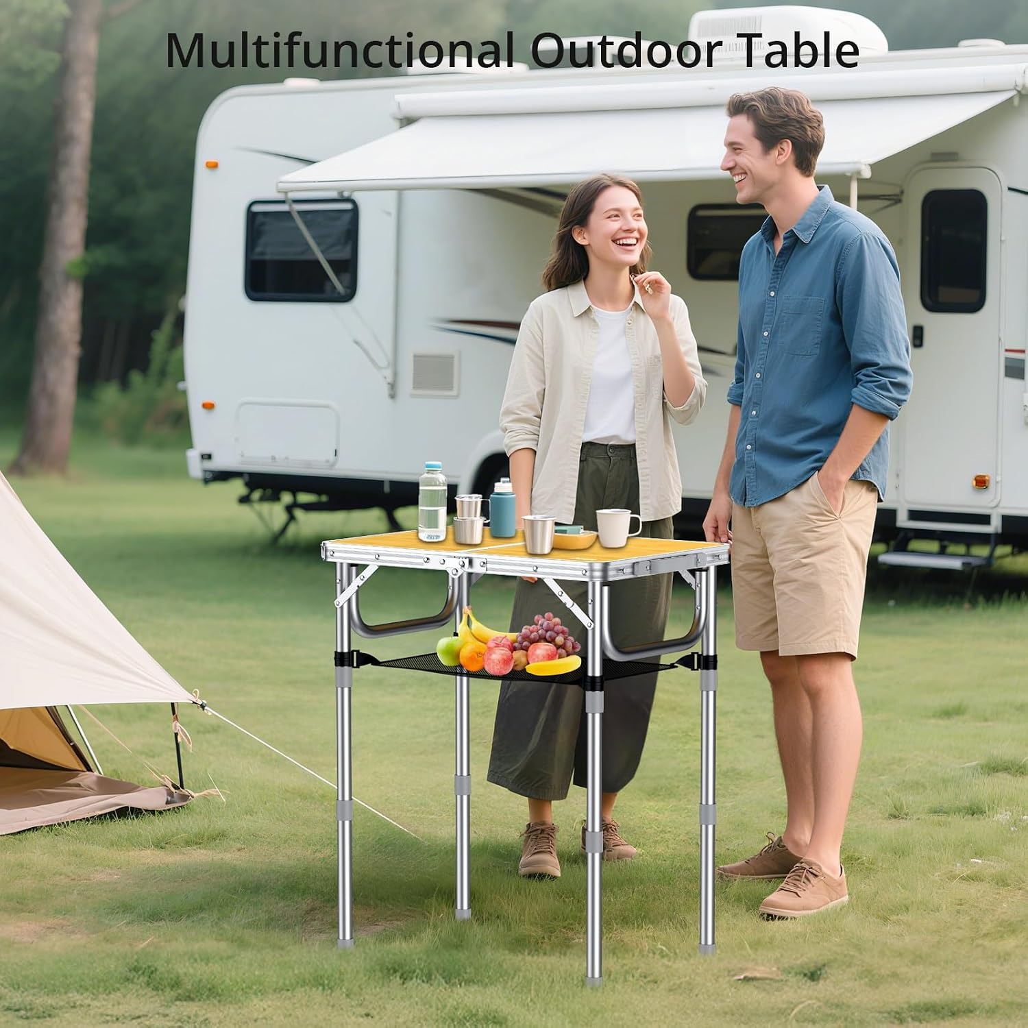 Anbte Adjustable Height Folding Camping Table (2ft): image 3