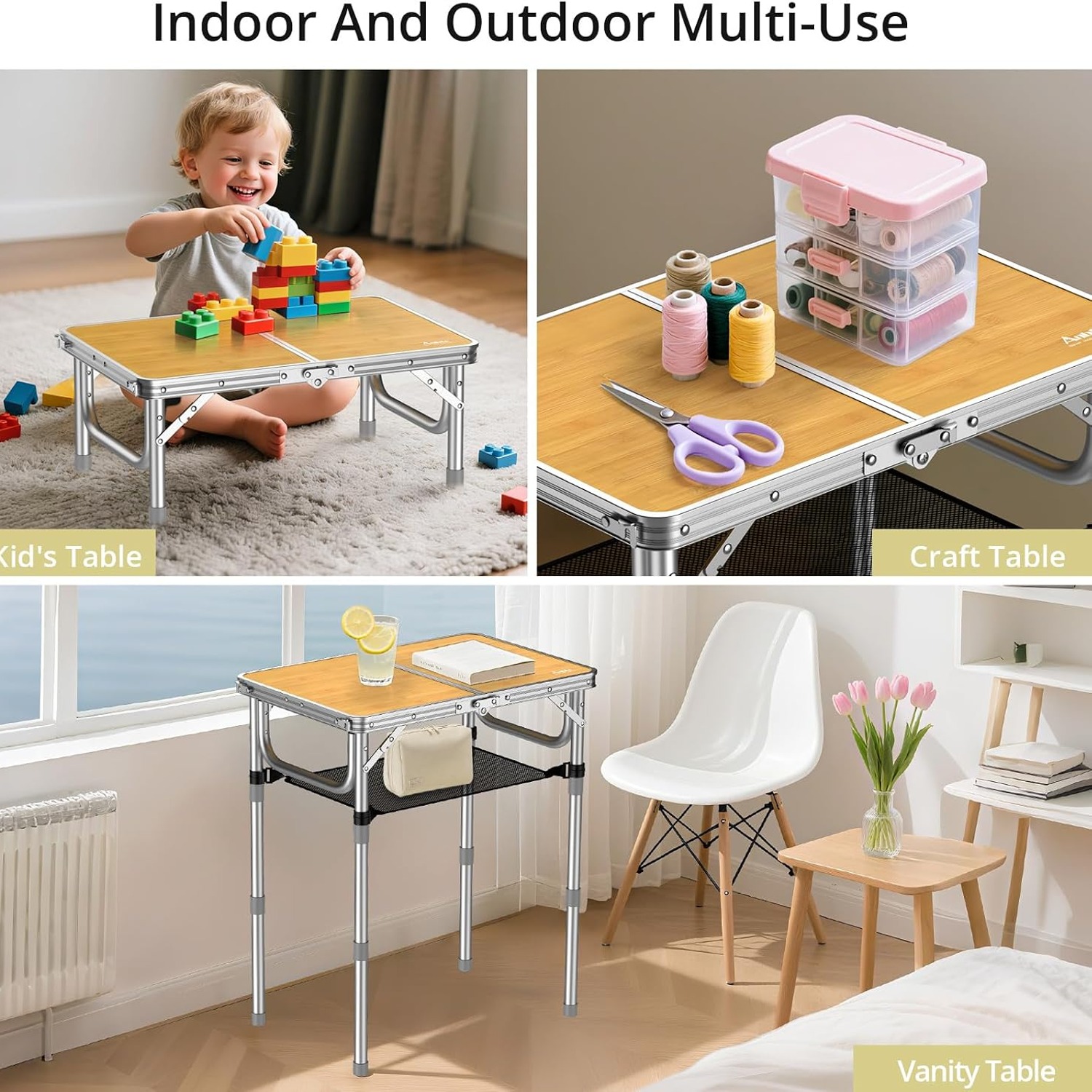 Anbte Adjustable Height Folding Camping Table (2ft): image 5