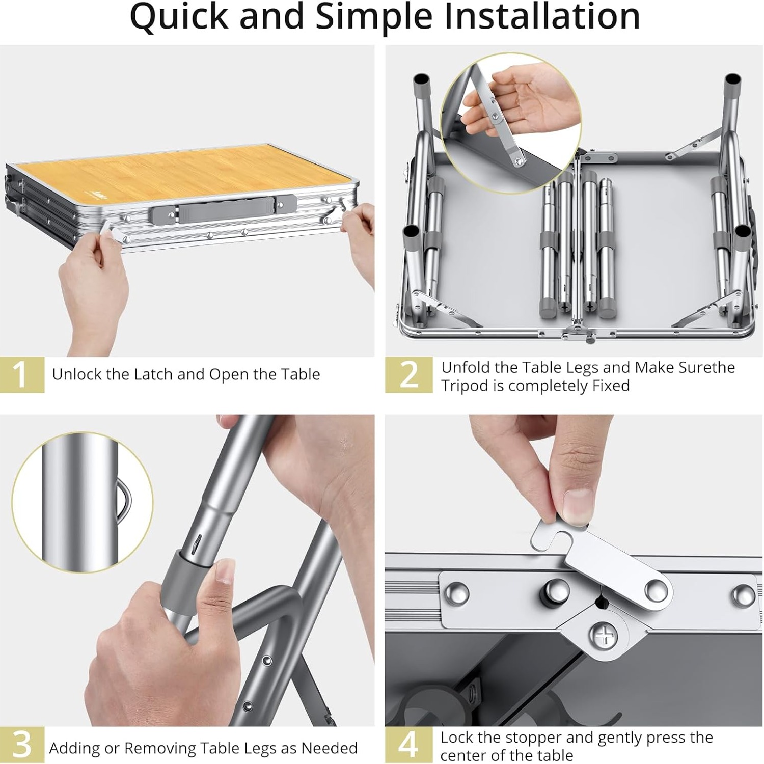 Anbte Adjustable Height Folding Camping Table (2ft): image 10