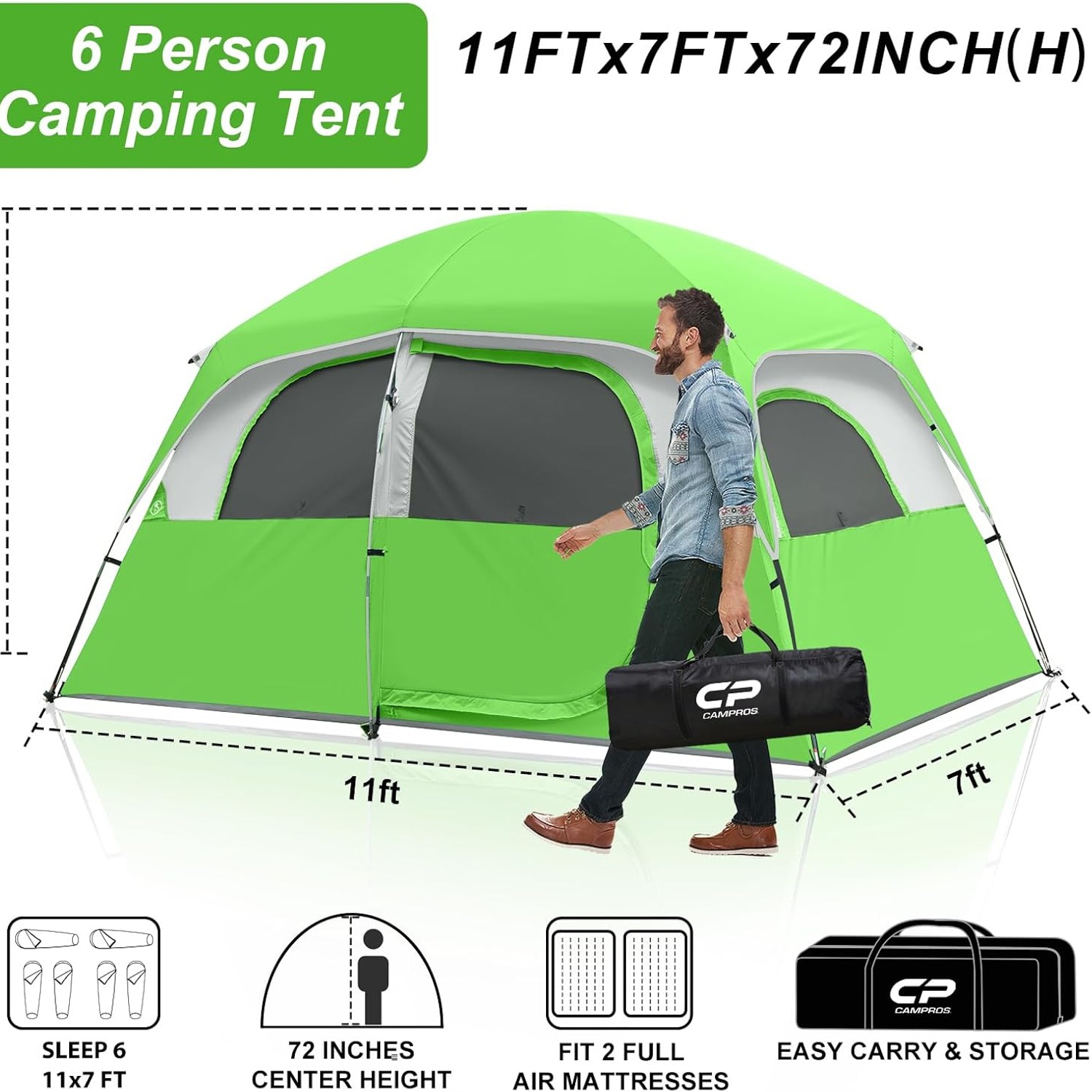 CAMPROS CP 6 Person Family Camping Tent: image 3