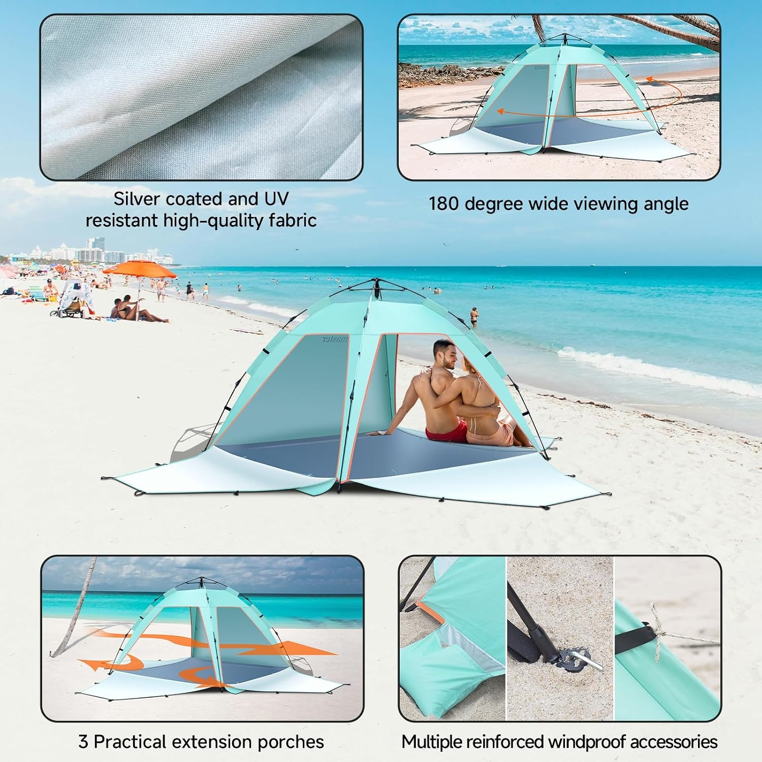 Automatic Pop Up Beach Tent Sun Shelter: image 4